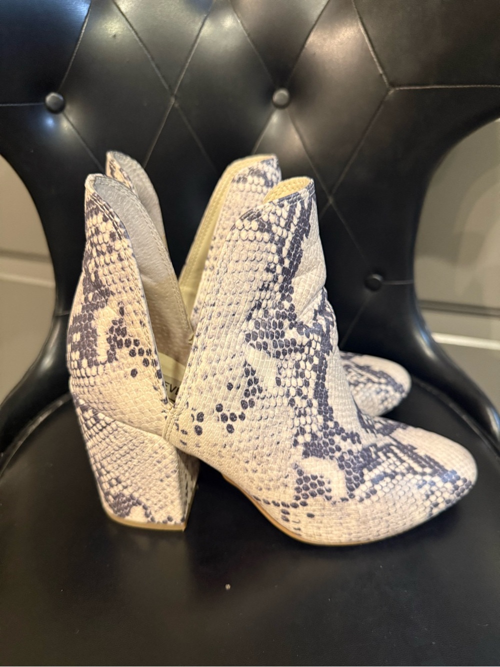 Steve Madden Women’s Snake-Print Pointed Toe Booties - Neutral